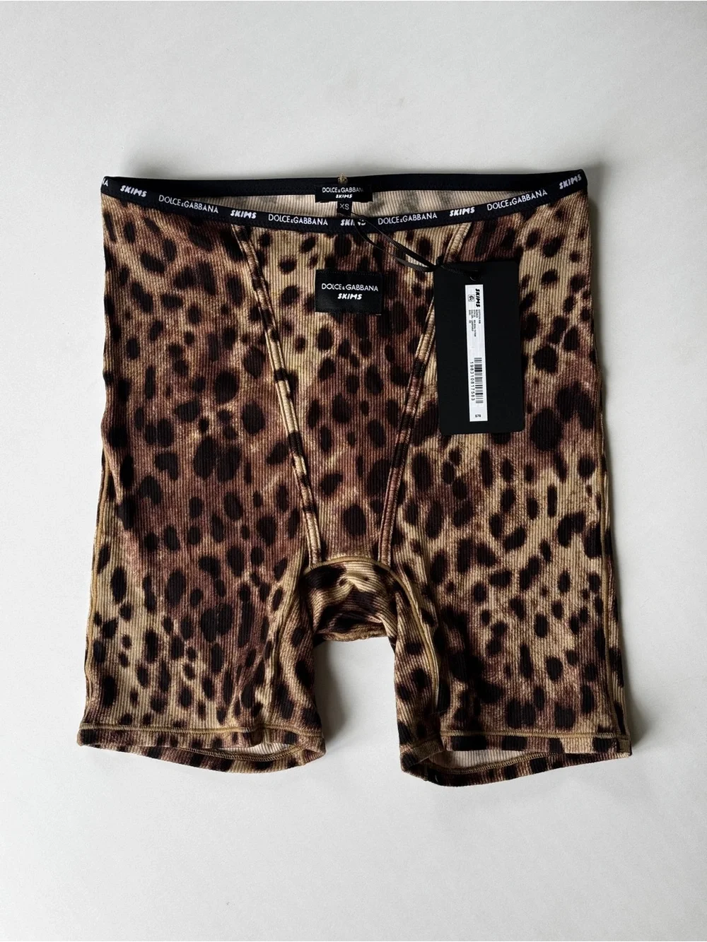 Scims x Dolce & Gabbana women's Leopard Print Brown Boxer Brief Shorts XS NWT